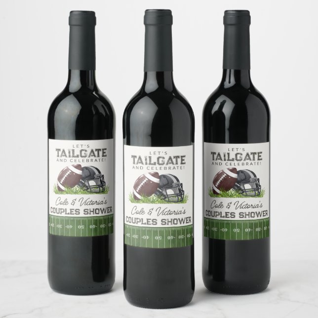 Fußball-Tailgate & Celebrate Touchdown-Paare Weinetikett (Flaschen)