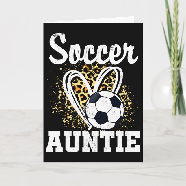 Fußball Tante Leopard Herz  Karte (Vorderseite)