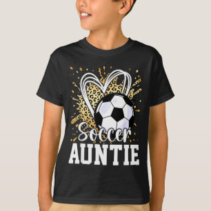 Fußball Tante Leopard Herz T-Shirt