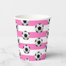 Fußball-Tasse aus rosa und weißem Streifen Pappbecher