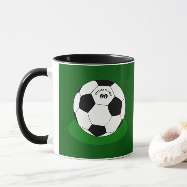 Fußball-Tasse, Fußball mit Name und Nummer Tasse (Mit Donut)