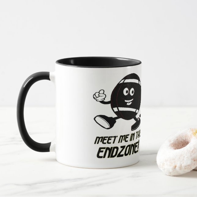Fußball-Tasse in Weiß und Schwarz-Cartoon Tasse (Mit Donut)
