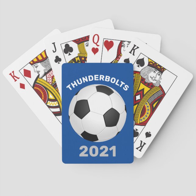 Fußball-Team Blaue Personalisierte Spielkarten (Rückseite)