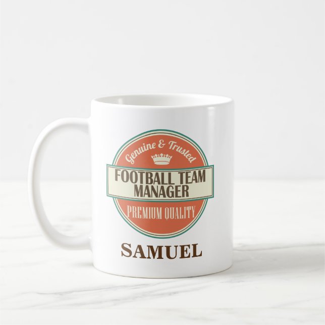 Fußball-Team-Manager-personalisiertes Kaffeetasse (Links)