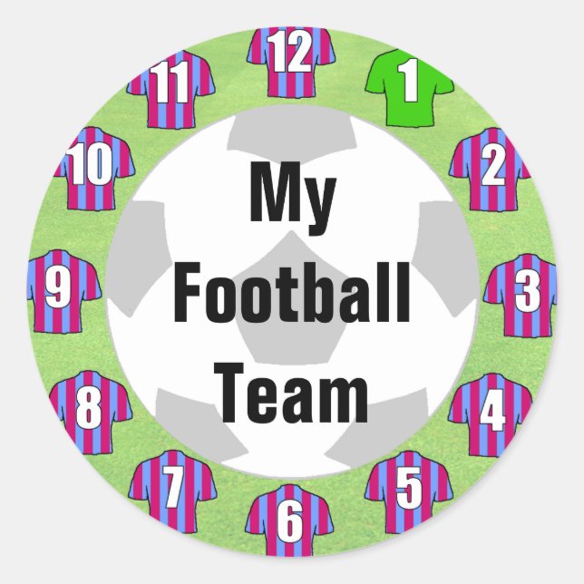 Fußball-Team-Sticker mit Claret & Blue Shirts Runder Aufkleber (Vorderseite)