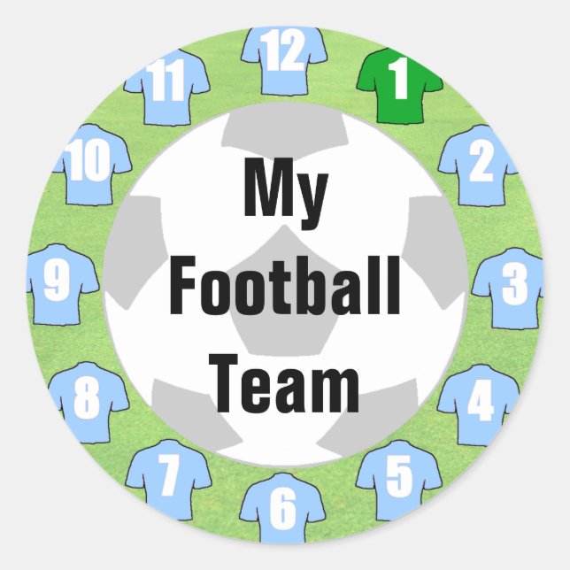 Fußball-Team Sticker mit Light Sky Blue Shirts (Vorderseite)