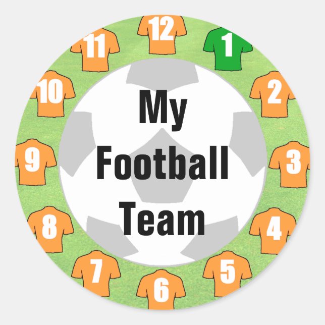 Fußball-Team-Sticker mit Orange-Gold-Shirts Runder Aufkleber (Vorderseite)