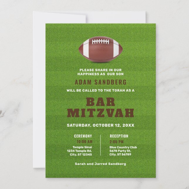 Fußball Thema Bar Mitzvah Einladung (Vorderseite)