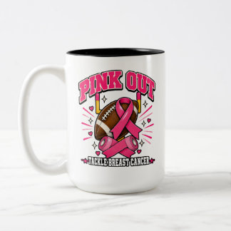 Fußball-Thema Pink Out - Bekämpfe Brustkrebs Kunst Zweifarbige Tasse