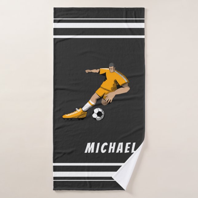 Fußball Thema Player Illustration Sportteam Black Badehandtuch (Badehandtuch)