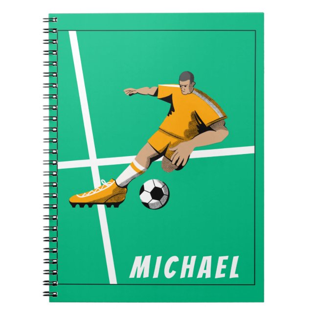Fußball Thema Player Illustration Sportteam Grün Notizblock (Vorderseite)