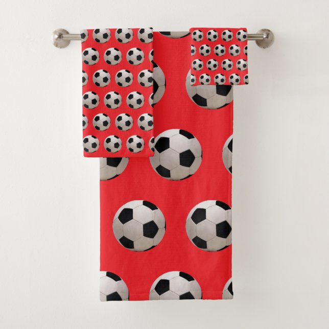 Fußball Thema Rot Badhandtuch Set (Insitu)