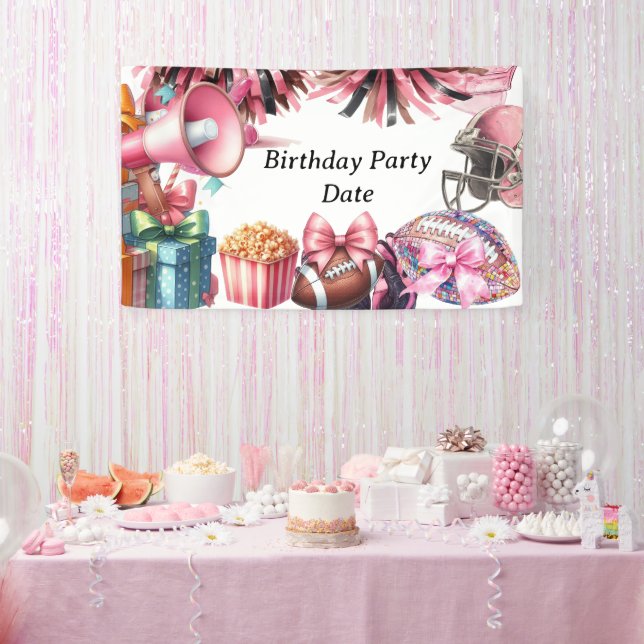 Fußball-Thema Touchdown für Mädchen Banner (Party)