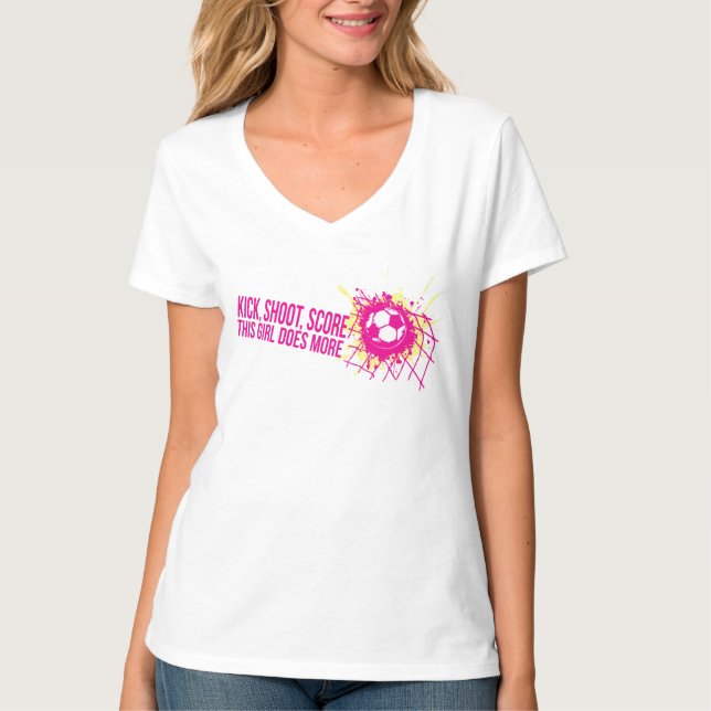 Fußball-Tick Shooting Girls Fußball T - Shirt (Vorderseite)