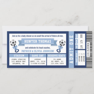 Fußball-Ticket Baby-Dusche Einladung, blau Einladung