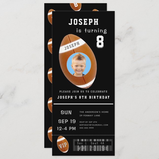 Fußball Ticket Custom Foto Geburtstag Einladung (Vorne/Hinten)