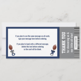 Fußball Ticket Dankeschön Karte, Baby Dusche Einladung