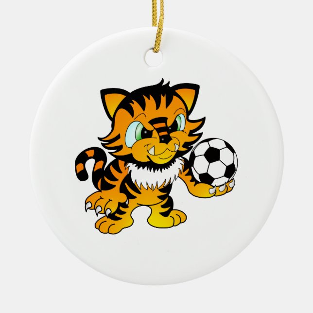 Fußball-Tiger Keramik Ornament (Vorne)