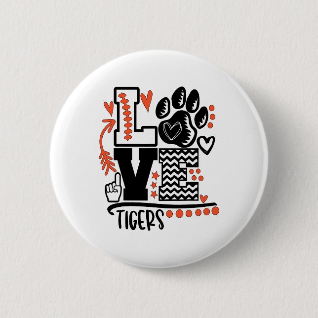 Fußball Tigers Pfote Mom Schulgeist  Button (Vorderseite)