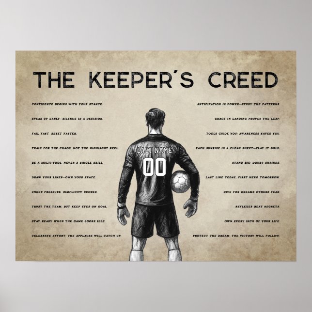 Fußball-Torhüter Personalisiert Keeper-Credo Poster (Vorne)