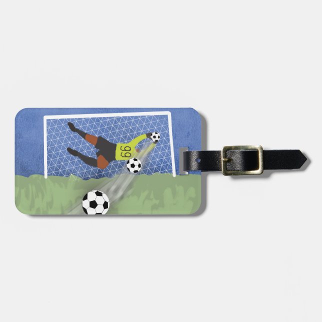 Fußball-Torhüter Zeichne Gymnastiktasche Gepäckanhänger (Vorderseite horizontal)