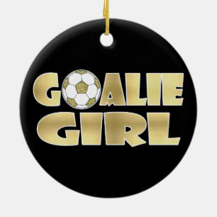 Fußball-Tormann-Mädchen-Gold Keramikornament