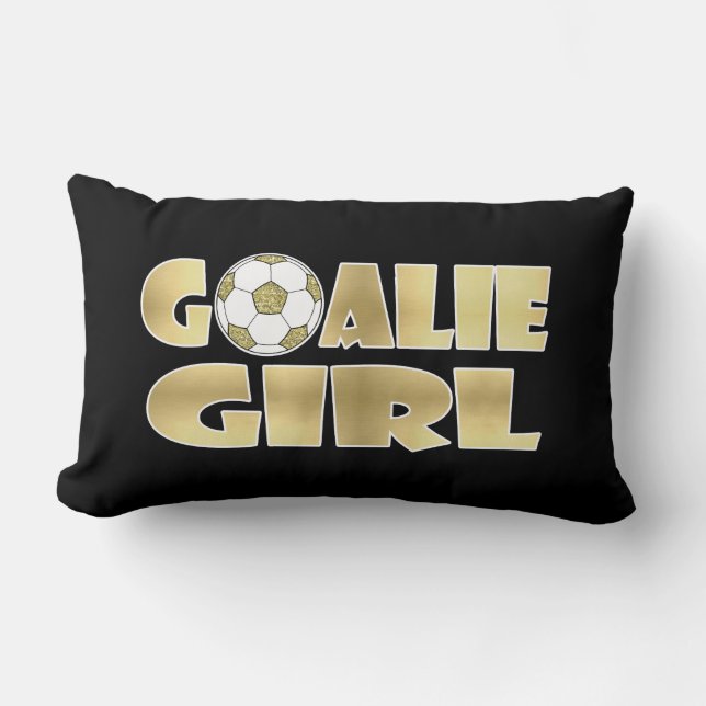 Fußball-Tormann-Mädchen-Gold Lendenkissen (Vorderseite)
