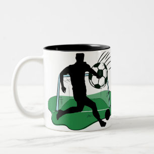 Fußball-Torschütze Silhouette Zweifarbige Tasse