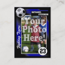 Fußball-Trading Card, blaues Fahrwerk-Geschäft in