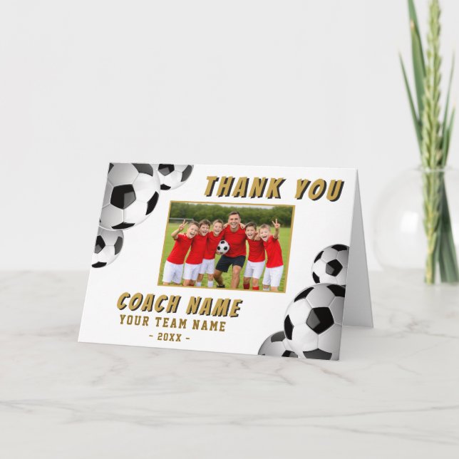 Fußball Trainer Name Foto  Dankeskarte (Vorderseite)