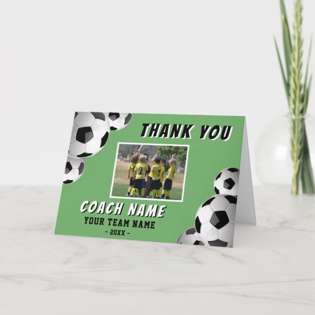 Fußball Trainer Name Foto  Dankeskarte (Vorderseite)