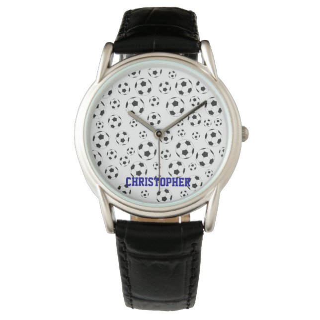 Fußball-Trainer Schwarz-Weiß-Armbanduhr Armbanduhr (Vorderseite)