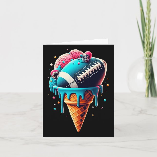 Fußball Tropfen Eiscreme Aquarellkone mit Sprung Karte (Vorderseite)