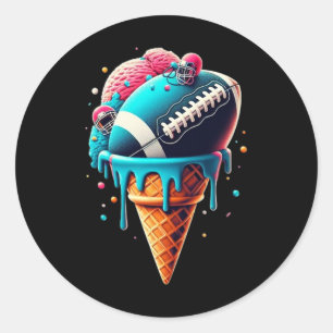Fußball Tropfen Eiscreme Aquarellkone mit Sprung Runder Aufkleber