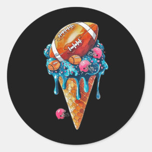 Fußball Tropfen Eiscreme Aquarellkone mit Sprung Runder Aufkleber