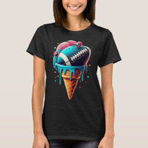 Fußball Tropfen Eiscreme Aquarellkone mit Sprung T-Shirt