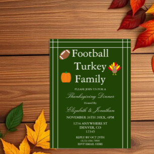 Fußball, Truthahn, Familien Thanksgiving Einladung