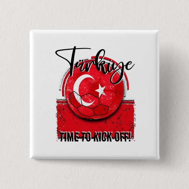 Fußball Türkiye Fahne, gestörter Fußball-Ball Button (Vorderseite)
