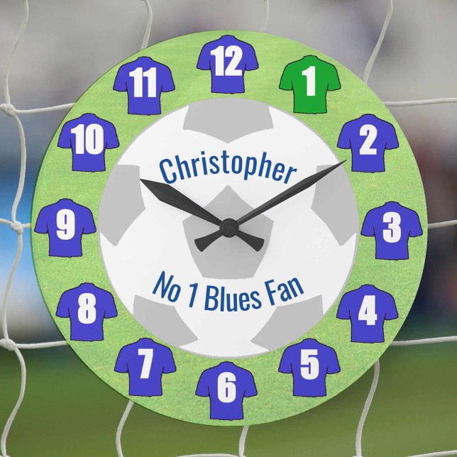 Fußball-Uhr - Blaue Shirts Große Wanduhr (Von Creator hochgeladen)