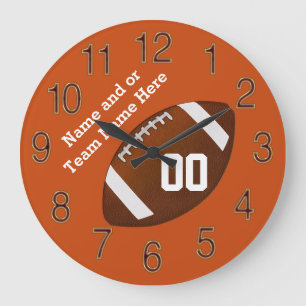 Fußball-Uhr - Farben, Name und Nummer Ihres Teams Große Wanduhr