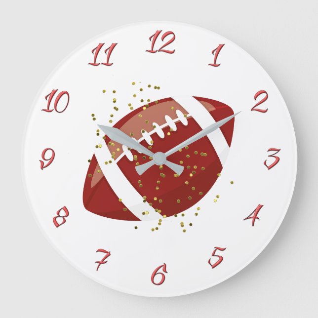 Fußball-Uhr mit Imitaten Glitzer Große Wanduhr (Vorderseite)