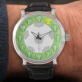 Fußball-Uhr - mit Shirts aus dem Grün und Weiß Armbanduhr