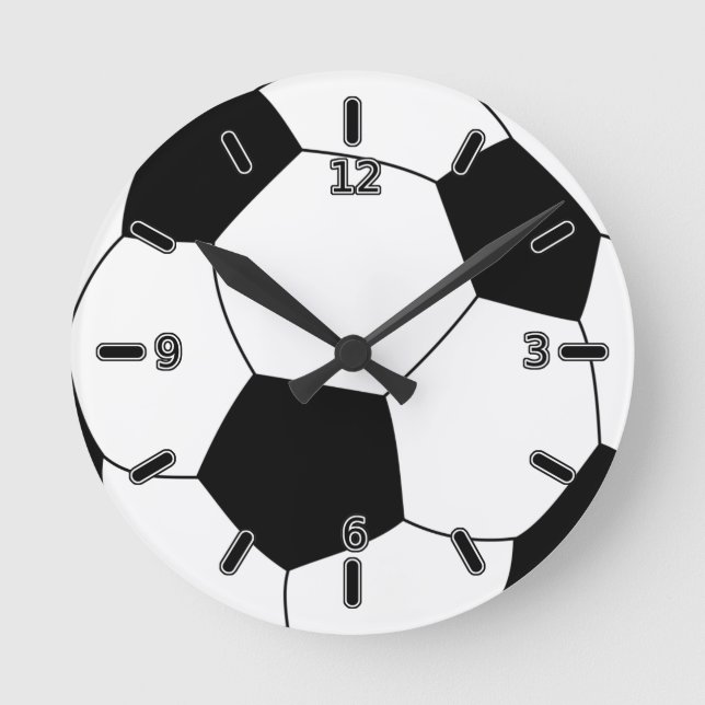 Fußball-Uhr (mit Zahlen) Runde Wanduhr (Vorderseite)