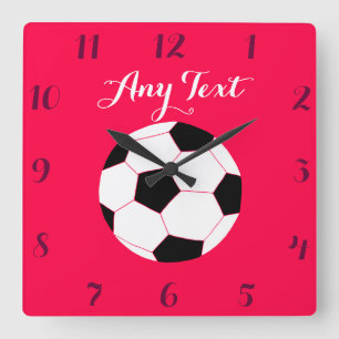 Fußball-Uhr: Rote Gewohnheit Quadratische Wanduhr