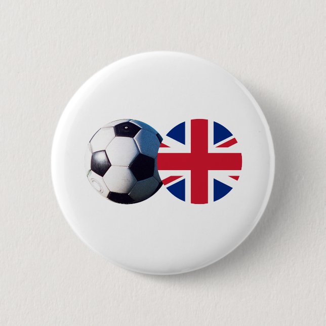 Fußball & UK-Flagge - MUSEUM Zazzle Button (Vorderseite)