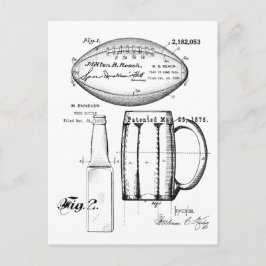 Fußball und Bierbrauerei, Flasche, Patentbriefe Postkarte