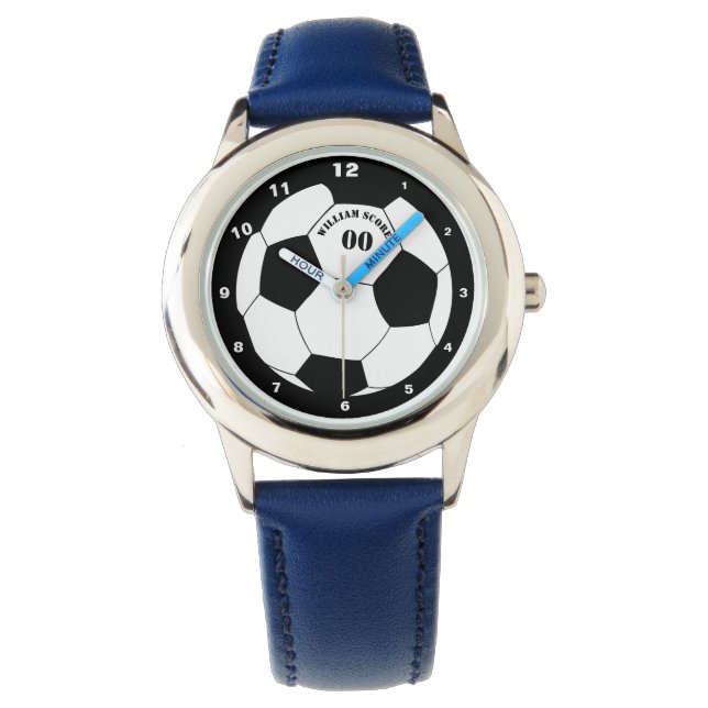 Fußball- und Fußball-Ball-Uhr mit Name und Nummer Armbanduhr (Vorderseite)