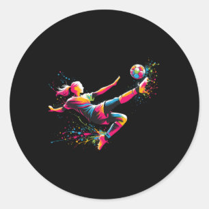 Fußball und Fußball-Grafik Frauen, Mädchen und jug Runder Aufkleber
