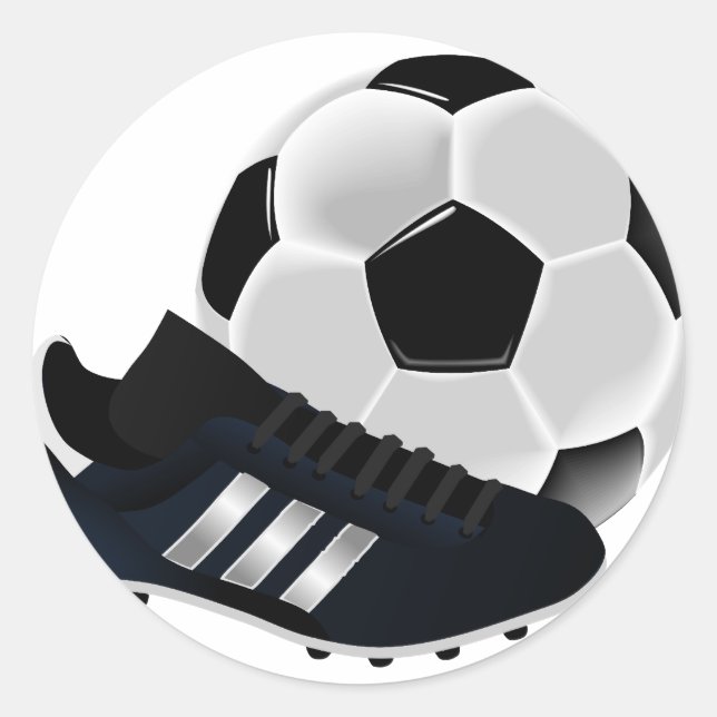 Fußball und Fußball Runder Aufkleber (Vorderseite)