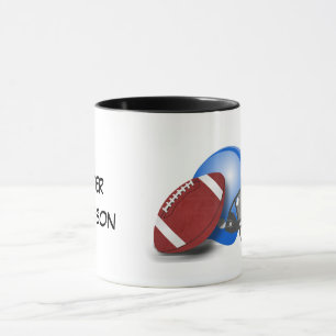 Fußball und Helm personalisieren mit Namen Tasse